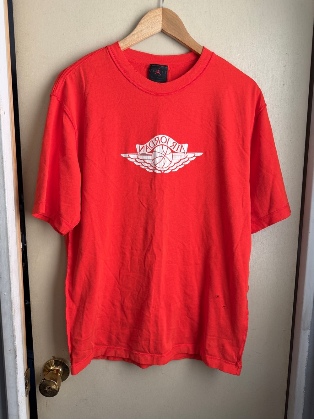 Nike Air Jordan Rare Air Inverted Wings Logo T-Shirt Red Size S